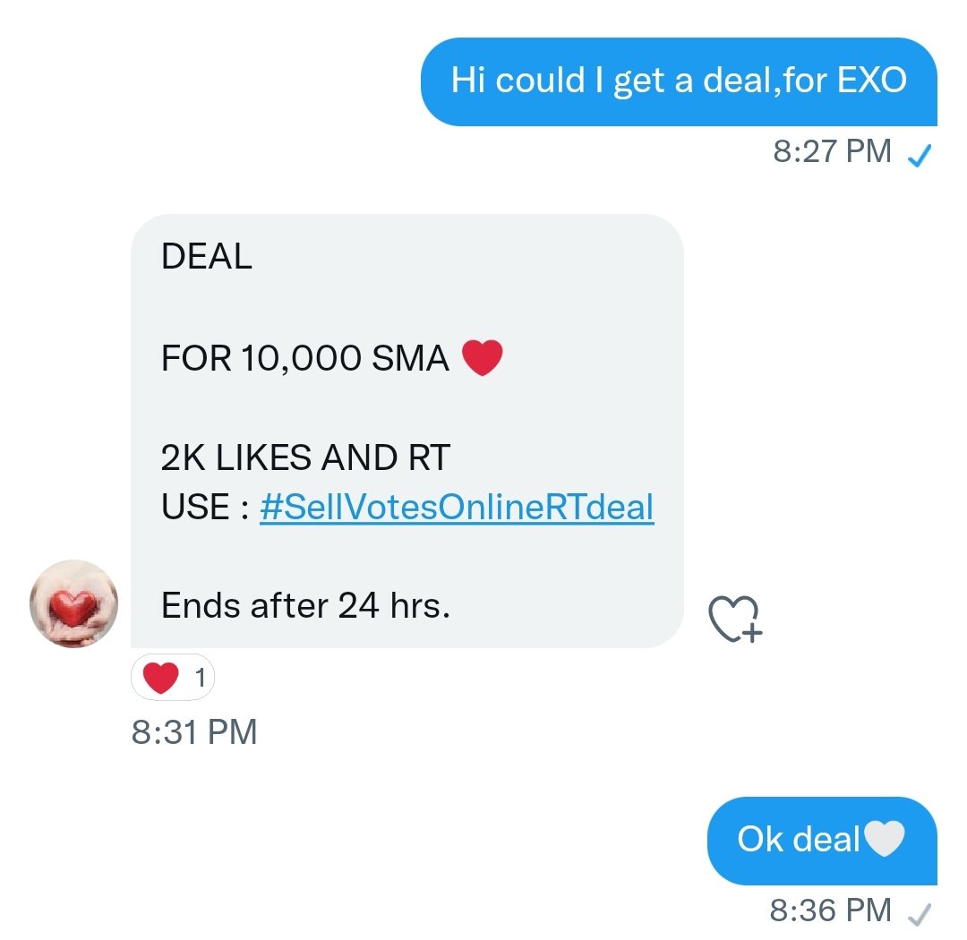 ohmayhyun's tweet photo. Hello, EXO-L'S I got a rt deal for #EXO Please help me to achieve this deal! 

10,000 SMA HEARTS FOR #EXO 

*2K rt and likes
*use this #SellVotesOnlineRtDeal

Ends After 24 hours!!

#EXO @weareoneEXO https://t.co/OmfvIxvsOR
