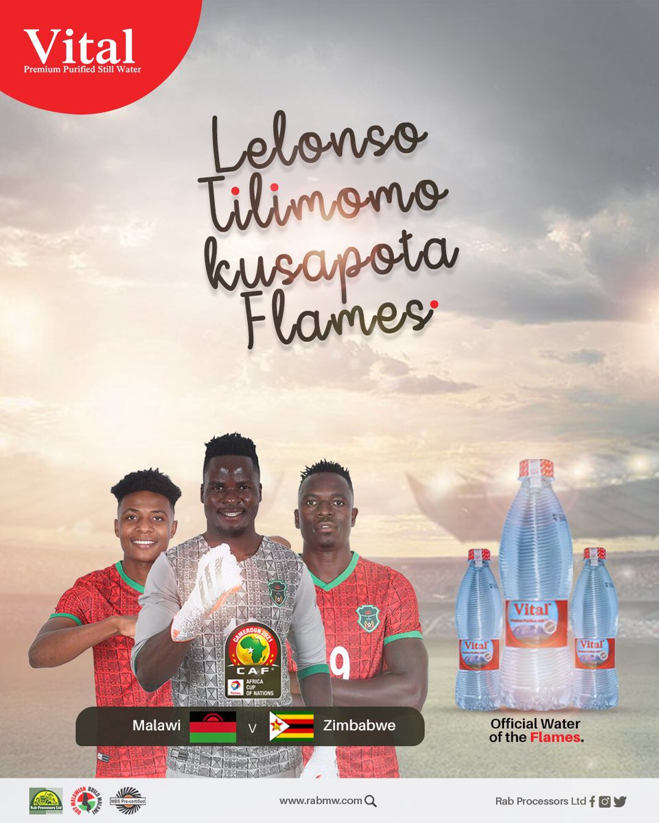 Sitinafooke leronso tilimomo,  kusapota flames!

#TeamMalawi #vitalwater #rabprocessors #afcon2021 #officalwateroftheflames #Malawi