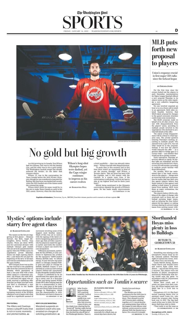 CapitalsPR's tweet photo. Pick up today's print issue of the @washingtonpost for @SamanthaJPell's @PostSports feature on @Capitals player Tom Wilson and the evolution of his NHL career https://t.co/g8gMqWzsl8