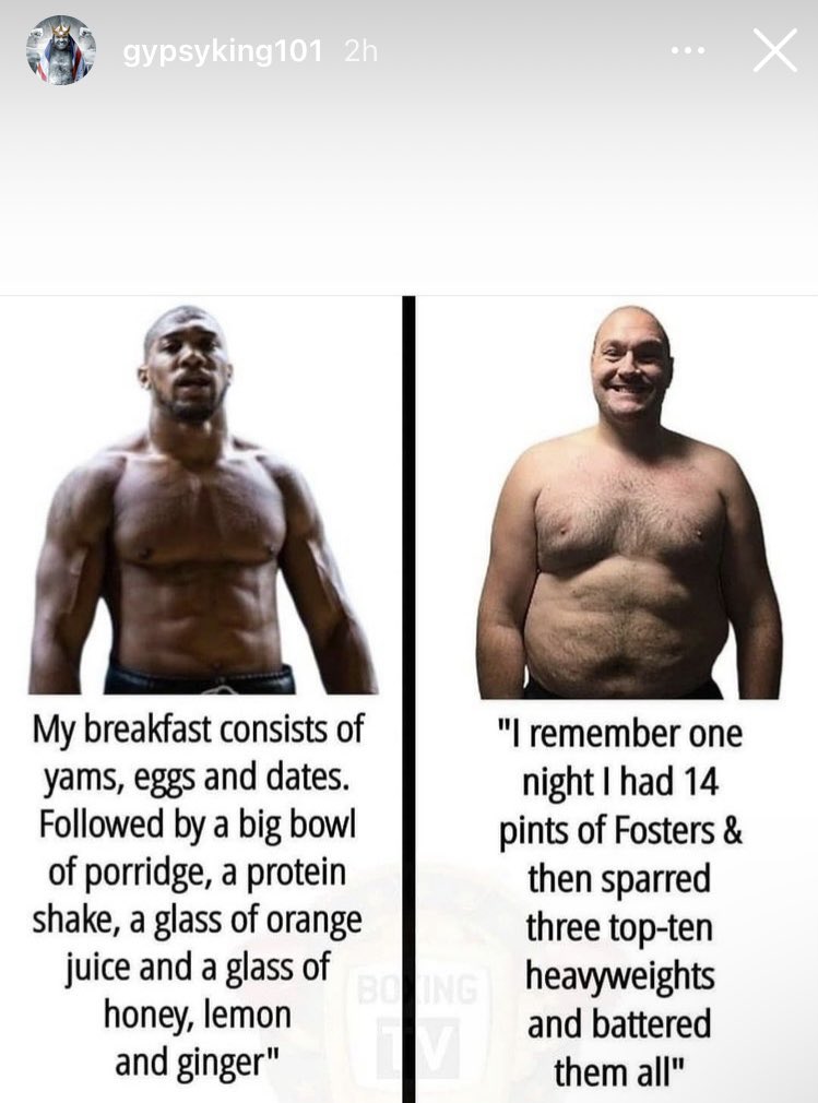 Tyson Fury on Instagram today…