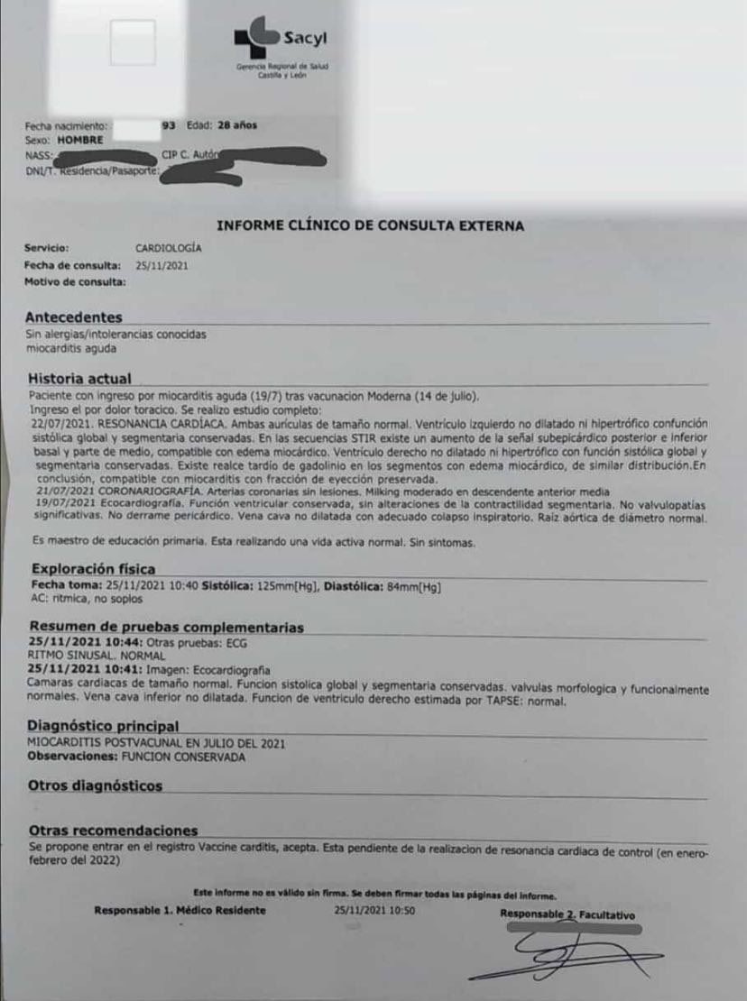 CelucaM's tweet photo. Un cardiologo de Sacyl ha confirmado a un paciente de 28 años que tiene miocarditis aguda por la vacuna: POCOS MÉDICOS SE ATREVEN A HACERLO https://t.co/oZqRRHXCWf