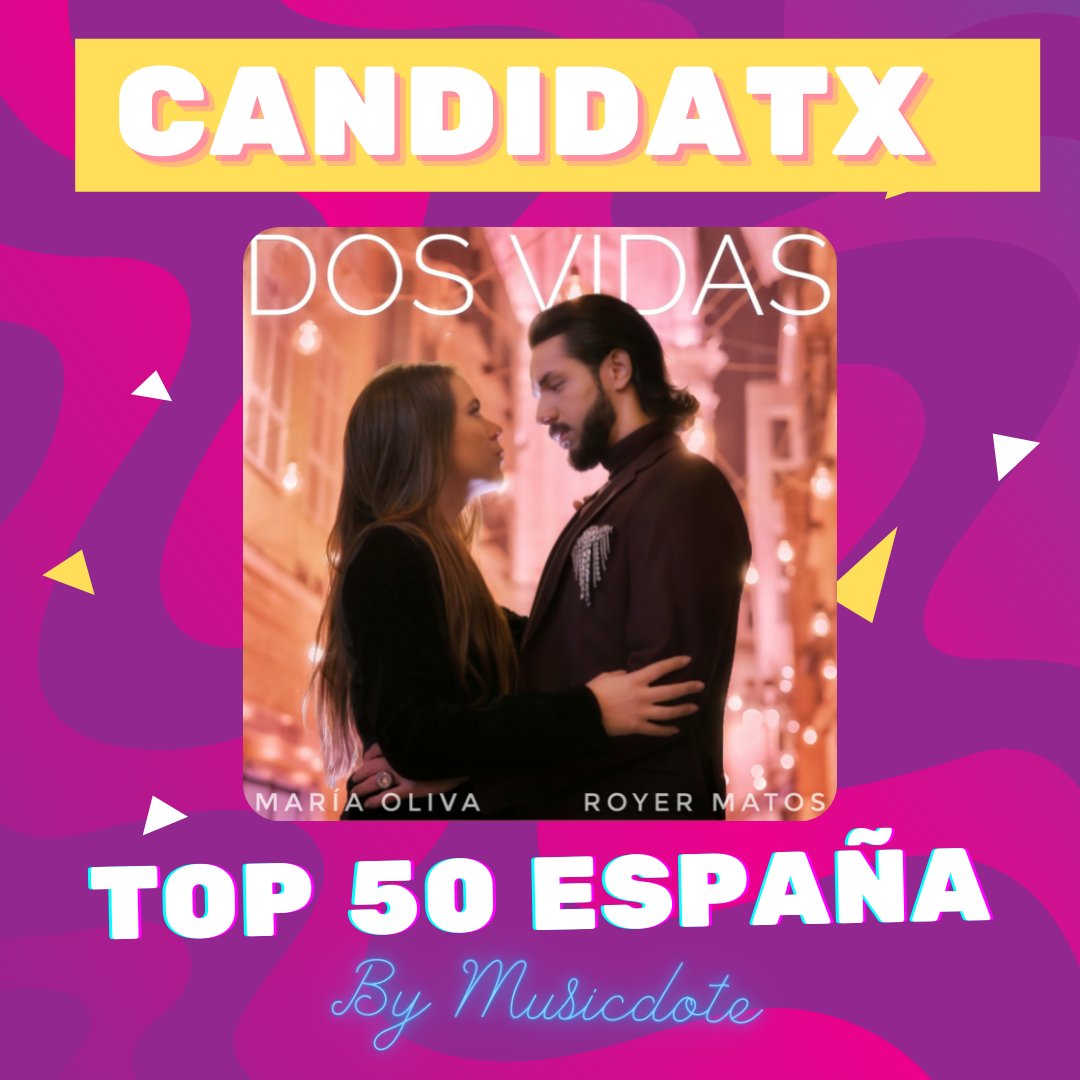 musicdote's tweet photo. 🟪 ¿Quieres que #dosvidas de #mariaoliva #royermatos entre en el 📀Top 50 by Musicdote?
📩Vota en instagram ➡️ https://t.co/c0gxurWUcQ
🎶Sigue la playlist 👉 https://t.co/YB0qmF0sk6 https://t.co/PjcBojP1aG