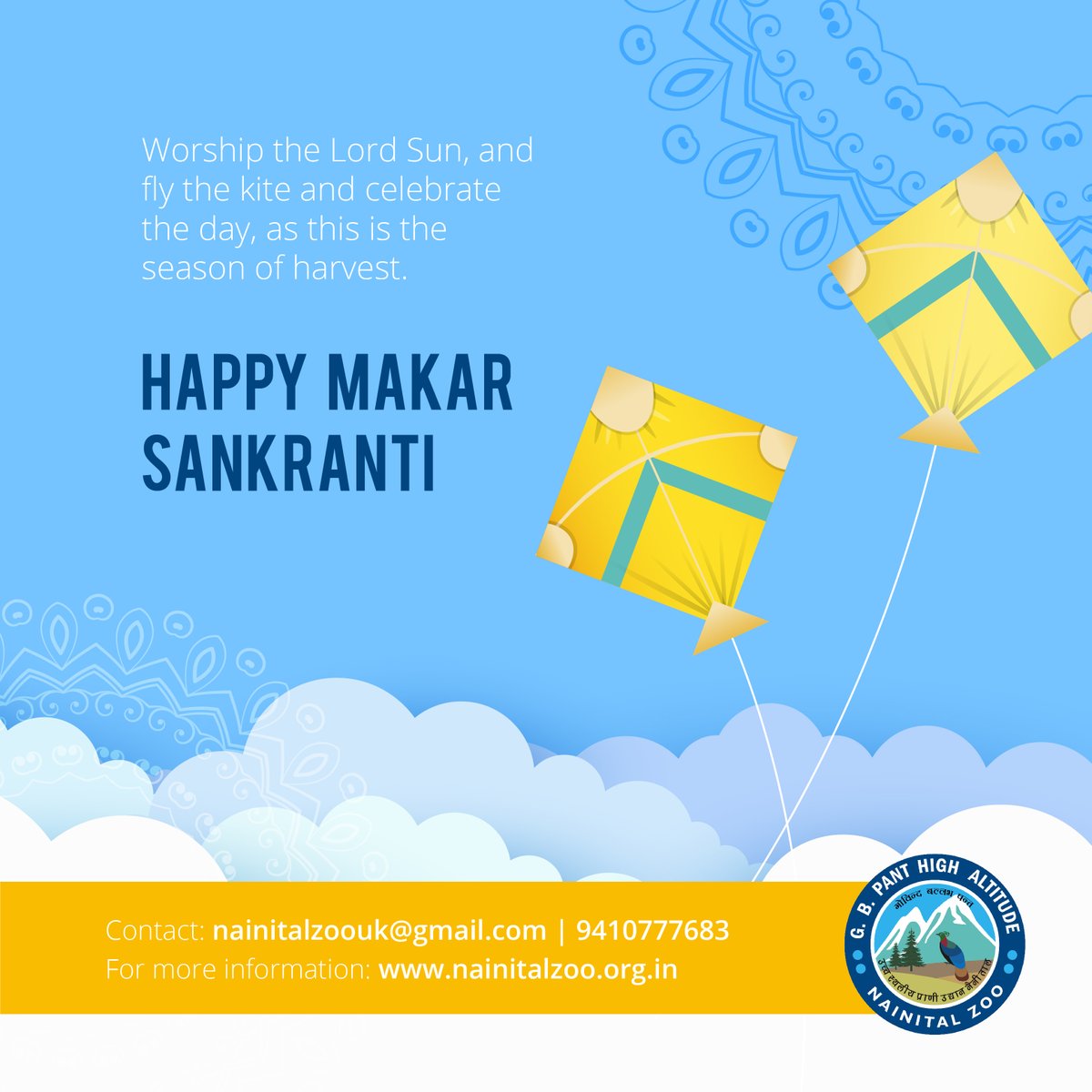 NainitalZ's tweet photo. Team Nainital Zoo wishes you all a Happy Makar Sankranti!
#nainital #NainitalZoo #nainitaltrip #MakarSankranti #makarsankranti2022 https://t.co/BcD4gWvAZu