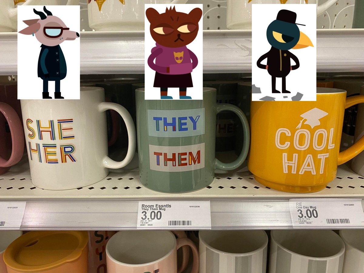 shetheyhatOTD's tweet photo. Todays first she/her they/them cool hat trio otd is jackie (she/her) selmers (they/them, hc) and germ (he/him) from night in the woods! https://t.co/ybyugXa1N0