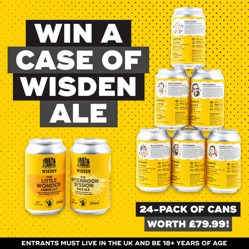 WisdenCricket's tweet photo. 🚨 WIN A CASE OF WISDEN ALE 🚨

To celebrate the weekend we're giving away 10 cases of delicious Wisden Ale!

Simply retweet this post in order to be in with a chance of winning 🍻

Cases are also currently available to buy at a massive 30% discount through the link below 👇