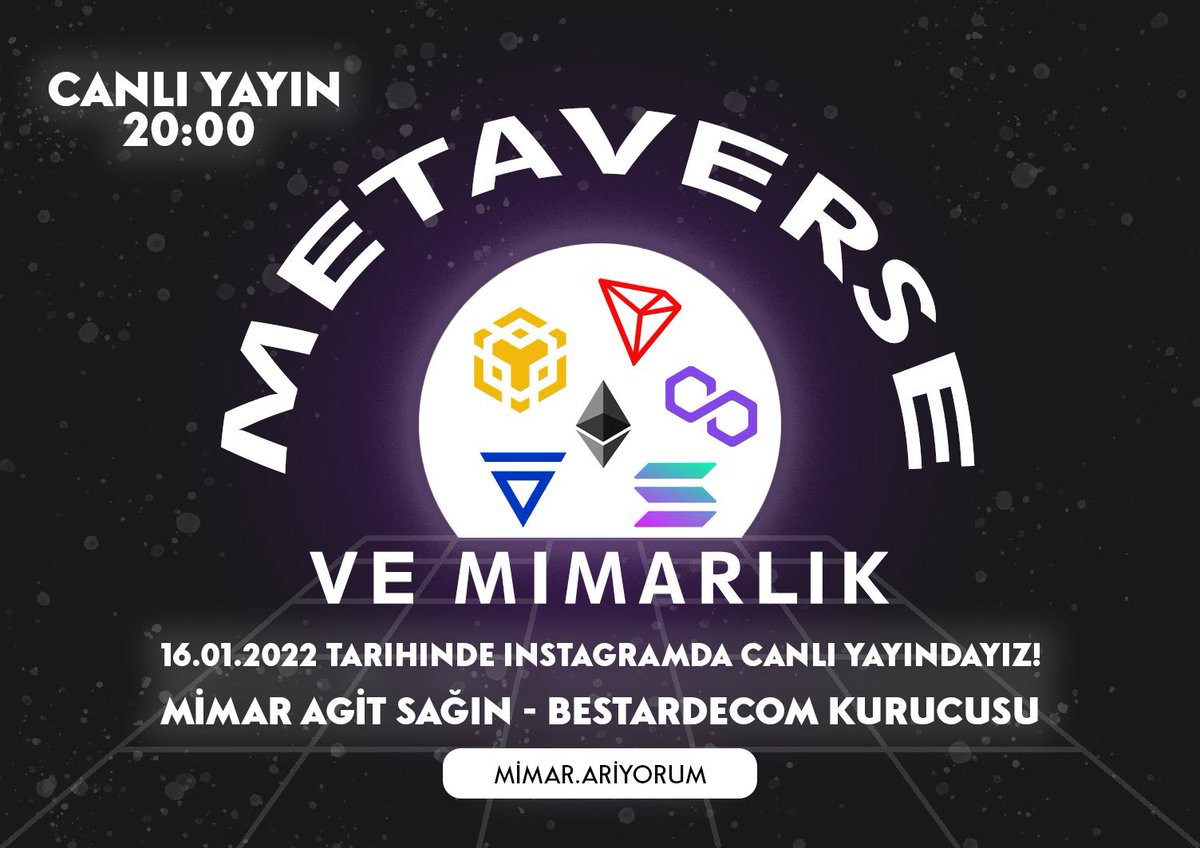 16.01.2022 saat 20:00 da “mimar.ariyorum” instagram hesabımızda canlı yayınımız var. #Bitcoin #DeFi #Metaverse #mimarlık 

instagram.com/mimar.ariyorum…