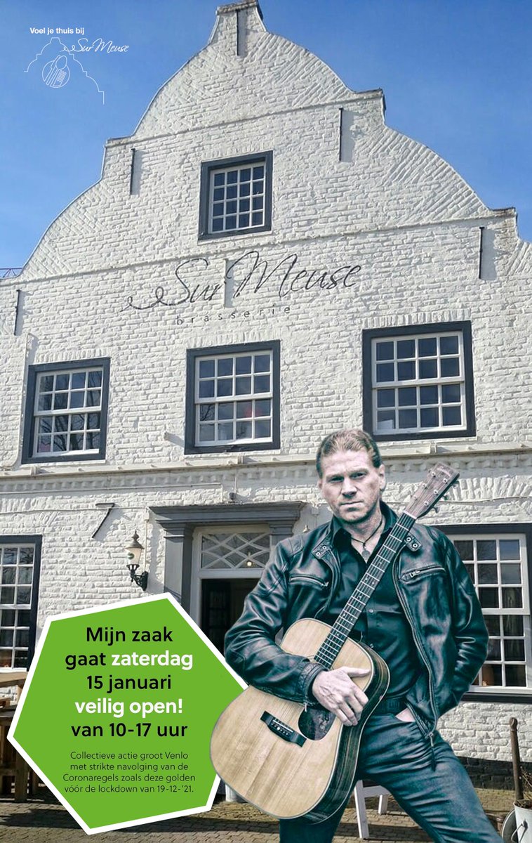 #Horeca #Venlo/#Blerick opent morgen collectief zijn deuren tussen 10 en 17 uur. Zo ook Brasserie Sur Meuse. In de middag zal ik de boel warm houden met 𝗟𝗜𝗩𝗘 𝗠𝗨𝗭𝗜𝗘𝗞. Wat dat ook al weer is? Kom langs en weet weer wat je al maanden hebt gemist! 🎶🤘

Vragen? 077-4001300