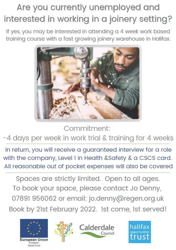 We are delighted to be working in partnership with a fast growing, local company to offer this opportunity.  Places are strictly limited and offered on a first come, first served basis.  Eligibility criteria applies.

Details 👇