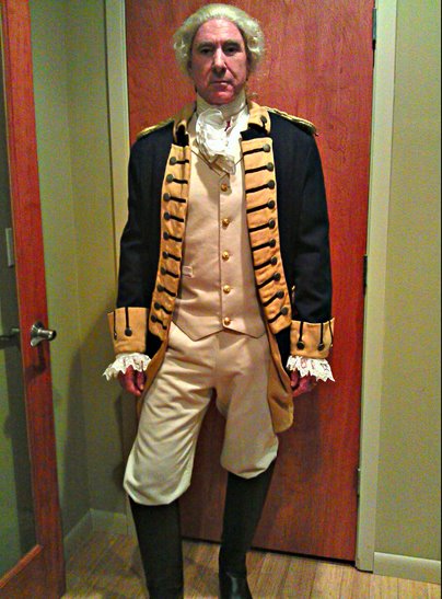 rare photo of george washington waiting for the bathroom at panera