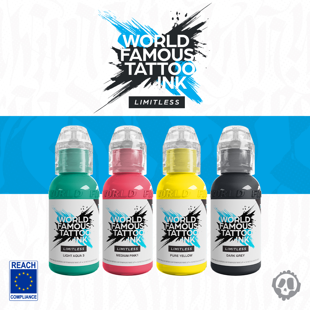 KillerInkTattoo's tweet photo. Limitless, the new #EUREACH compliant #tattooink range from @WorldFamousInk, is now available to order: https://t.co/l2puovN6Y8
#killerinktattoo #killerink #tattoo #tattoos #ink #tattooartist #reachcompliant https://t.co/f1AE5a5XLV