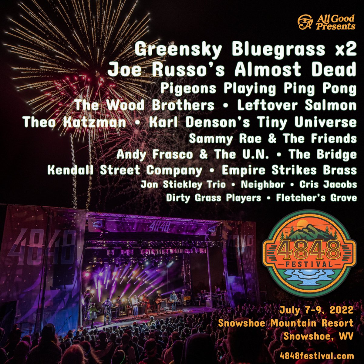4848festival (@4848festival) on Twitter photo Room packages and tickets for 4848 Festival are on sale now! Visit 4848festival.com to check out the numerous options for your 'festivacation' at <a href="/snowshoemtn/">snowshoemtn</a> !
Join the celebration July 7 - 9 w/ <a href="/campgreensky/">Greensky Bluegrass</a> <a href="/JRAlmostDead/">Russo's Almost Dead</a> <a href="/pigeonsplaying/">Pigeons Playing Ping Pong</a> <a href="/TheWoodBrothers/">The Wood Brothers</a> & many more! Room packages and tickets for 4848 Festival are on sale now! Visit 4848festival.com to check out the numerous options for your 'festivacation' at <a href="/snowshoemtn/">snowshoemtn</a> !
Join the celebration July 7 - 9 w/ <a href="/campgreensky/">Greensky Bluegrass</a> <a href="/JRAlmostDead/">Russo's Almost Dead</a> <a href="/pigeonsplaying/">Pigeons Playing Ping Pong</a> <a href="/TheWoodBrothers/">The Wood Brothers</a> & many more!