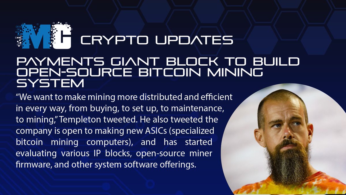 MultiChainteam's tweet image. Block, formerly known as payments company Square, is open to building an open-source bitcoin mining system.

#CryptocurrencyNews #Block #mining  #Bitcoin