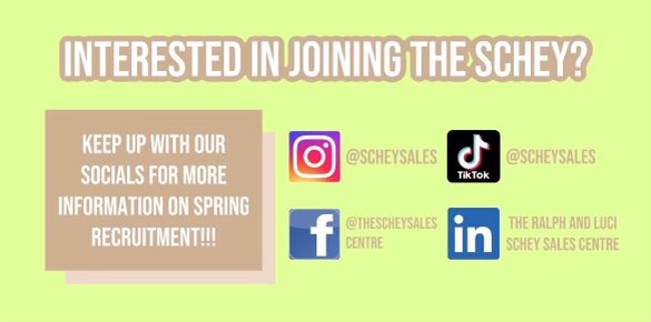ScheySales's tweet image. Follow our other socials to stay in the loop about Recruitment! Applications are open until January 25th.