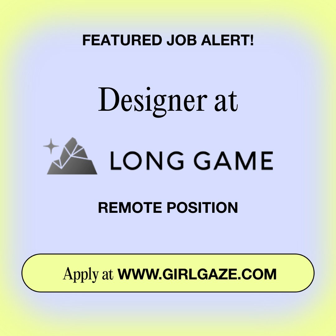 🌟 NEW JOB on the GIRLGAZE NETWORK🌟 

Long Game is looking for a #talented multi-disciplinary #Designer to join their team. 

Candidates can be anywhere in the US, this is a #remote position. #Apply for this #position today on the #Girlgaze Network at Girlgaze.com.