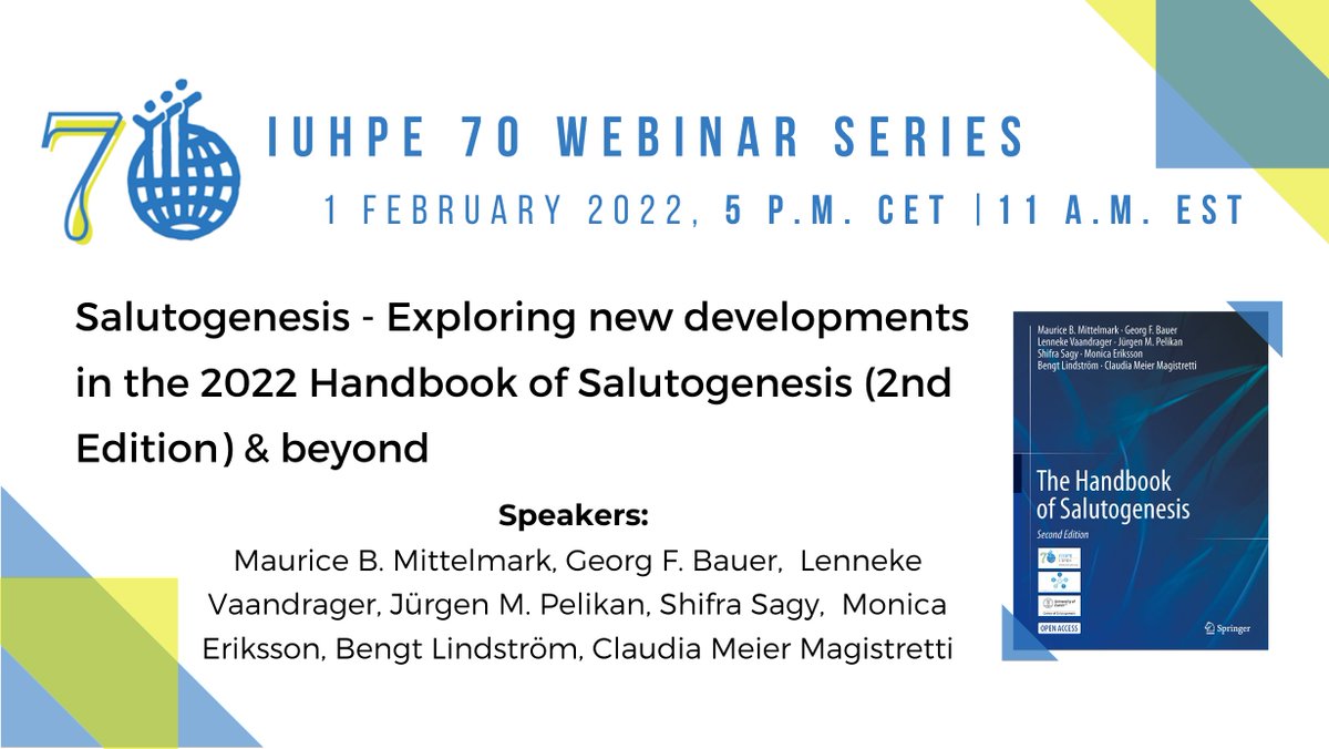 Health & Society (@health_society) on Twitter photo 📌 Join all editors of the 2022 Handbook of #Salutogenesis in a FREE webinar on February 1st, 2022, highlighting the new developments in this 2nd Edition and discussing the relevance of Salutogenesis for tackling societal challenges.
us02web.zoom.us/meeting/regist… @LenVaan <a href="/IUHPE/">IUHPE2025</a> 📌 Join all editors of the 2022 Handbook of #Salutogenesis in a FREE webinar on February 1st, 2022, highlighting the new developments in this 2nd Edition and discussing the relevance of Salutogenesis for tackling societal challenges.
us02web.zoom.us/meeting/regist… @LenVaan <a href="/IUHPE/">IUHPE2025</a>