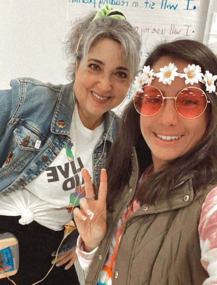 School spirit day at Oakside! Celebrating Decades Day! A blast from the past!