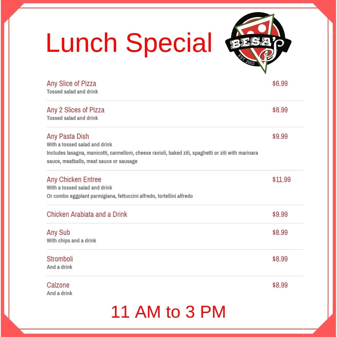 All you need is love, but sometimes a lunch break works wonders. Order our lunch specials here h