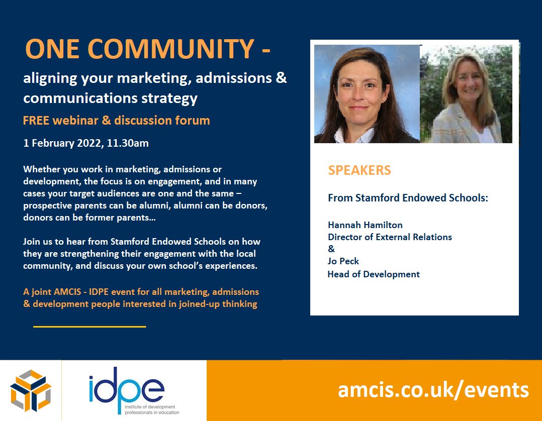 AMCISNews's tweet photo. AMCIS is going to be offering a number of FREE events this year. The first is an opportunity to explore how to align your marketing, admissions &amp; development strategies in a free webinar &amp; discussion forum on 1 Feb, presented jointly by AMCIS &amp; IDPE. https://t.co/xcpK9eWmLX https://t.co/XNnvTZ9HOK