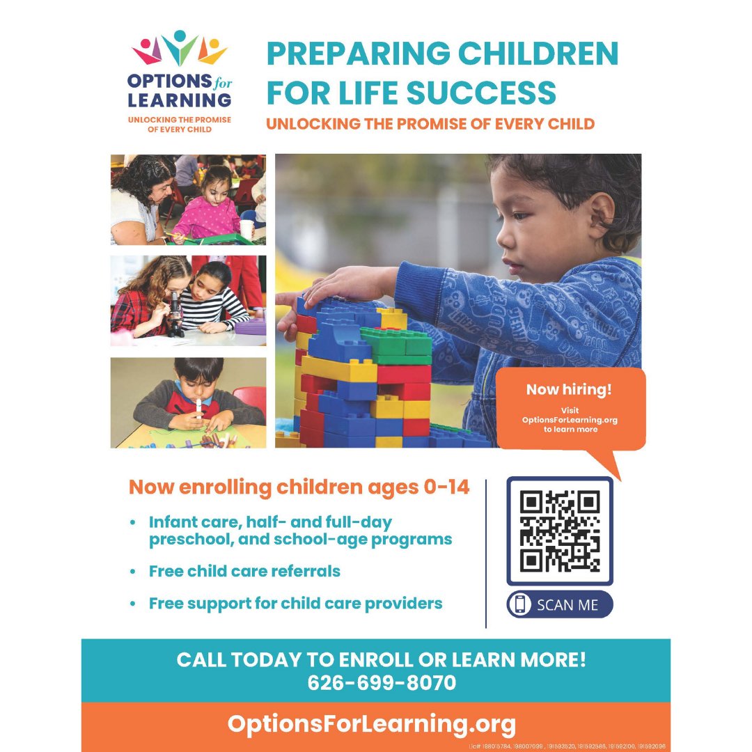 Help prepare your child for life success with Options for Learning. Visit @opt4learning or OptionsForLearning.org for more information! 📝
Stay Connected With Our ChamberLink🔗 E-Newsletter conta.cc/3rcjiES
#Optionsforlearning #Monrovia #MonroviaChamberofCommerce