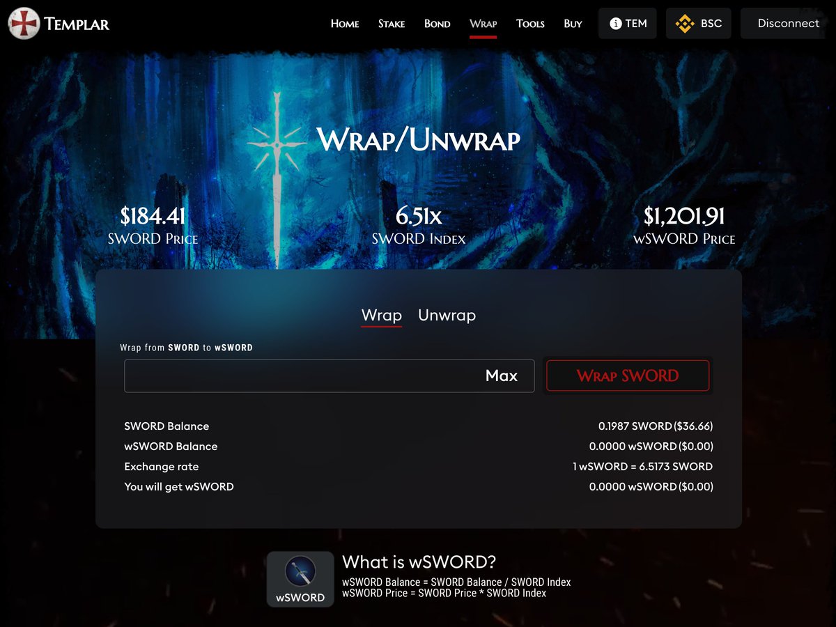 👀 Wrap Sword is coming 🔥⚔️

$wSWORD $TEM $ohm #ohm #fork #ohmfork
$TIME $GYRO $KLIMA $hec #gem $ROME $JADE $NMS #bsc #DeFi #rebase