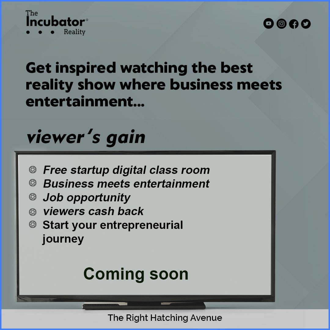 Incubatoreality's tweet photo. Don't miss the biggest entertainment startup show. It is new, packed with entertainment, learning, profit, wits and politics.

For more information contact: info@theincubatoreality.com
#incubatoreality #entrepreneur #business #investor https://t.co/ee023xEGrE
