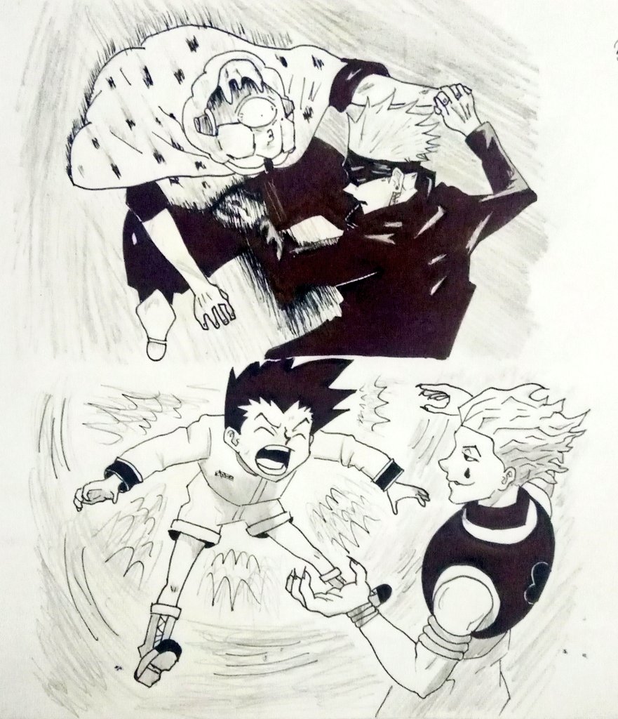 EdiZenin's tweet photo. Animes diferentes, misma escena😋. #mangaart #Pencildrawing #animedrawing #pencilart #animearts #animegirl #Fanart #procreate  #crunchyroll #tokyo #funimation #weeb #weeblife #hxh #HunterXHunter #hisoka
#JujutsuKaisen #jjk #GojoSatoru https://t.co/qPdtt1JsfE
