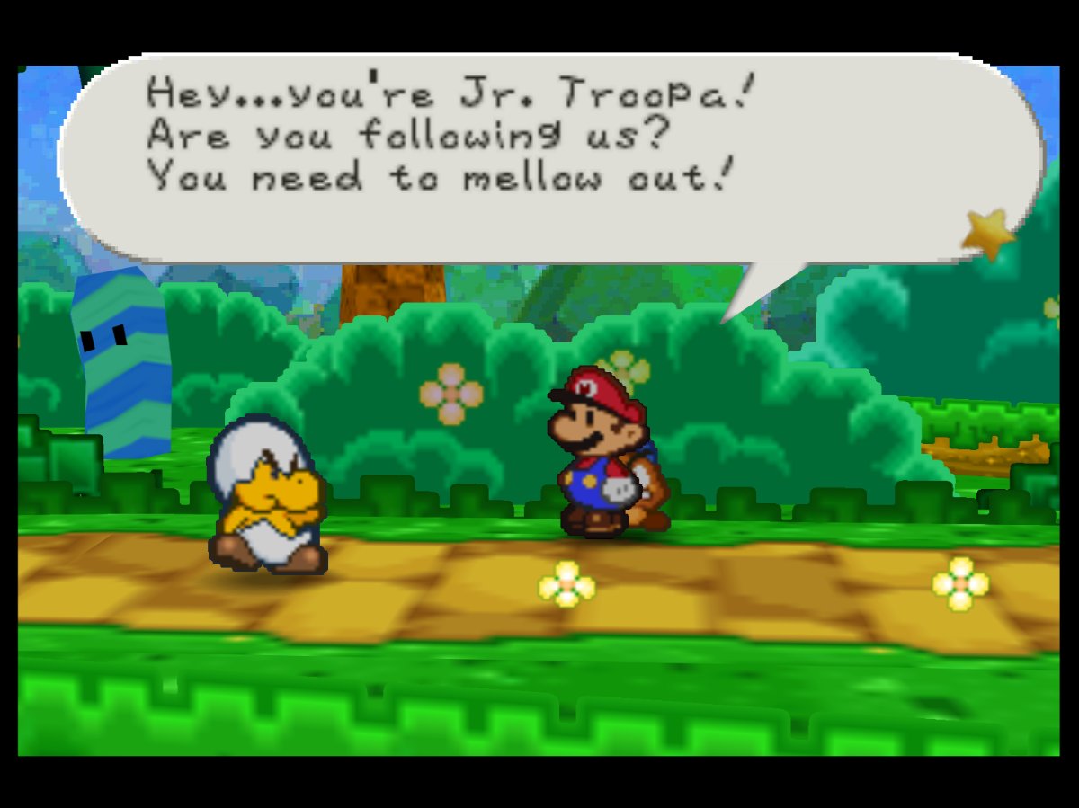 PaperMarioLog's tweet image. Hey...you're Jr. Troopa!
Are you following us? You need to mellow out!

Shut up!!!!!