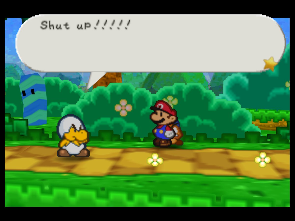 PaperMarioLog's tweet image. Hey...you're Jr. Troopa!
Are you following us? You need to mellow out!

Shut up!!!!!