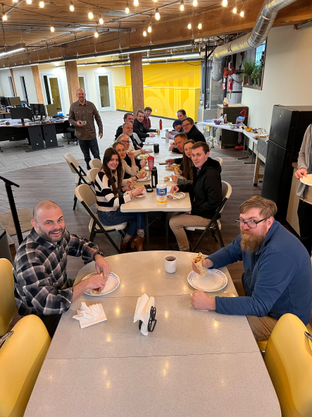 IntelliTect's tweet photo. Another successful team lunch this week! We had 20 members of the IntelliTeam show up for breakfast burritos in our newly renovated basement. We look forward to next week's Lunch Bunch Wednesday!
#LunchBunch #IntelliTeam https://t.co/WLLsRgdydA