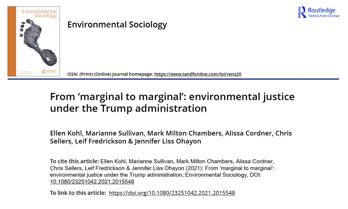 EnviroDGI's tweet photo. New paper alert! Drawing on EDGI's #EPA oral history project, authors argue: “Agency action alone will not lead to needed systemic changes...for EJ communities until embedded systems of racial capitalism are upended.” Read it in Environmental Sociology : https://t.co/UDUkR2Y9dy https://t.co/5SYWgREebh
