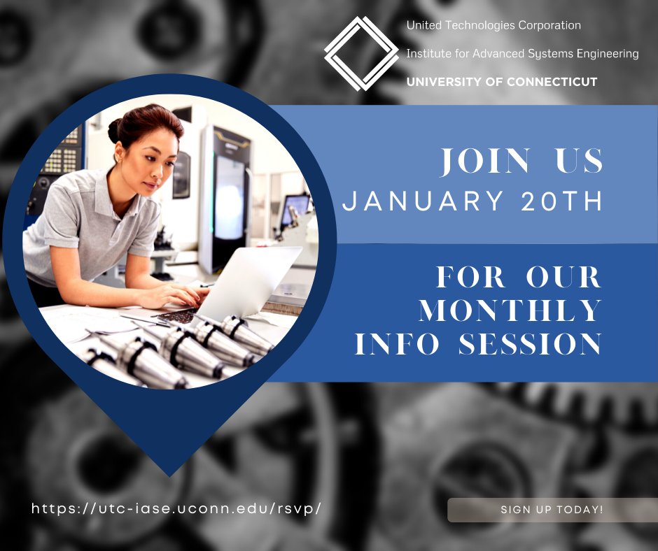 UConnIASE's tweet photo. It's time again for our online info session! Learn about our graduate programs in Systems Engineering and sign up by clicking the link below. There you can find more information and reserve your spot! It will be on Thursday, January 20th at noon. https://t.co/JtVsyX7xQJ https://t.co/X8Q0Uygcmb