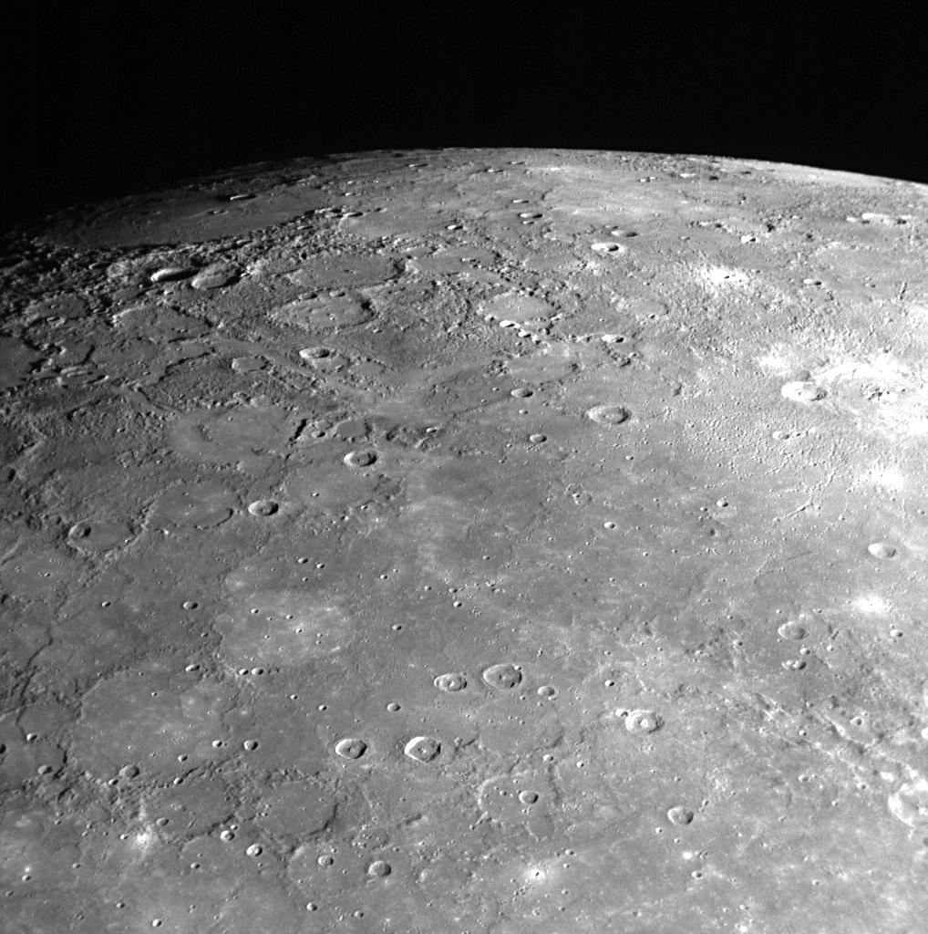 image of Mercury taken using the Narrow Angle Camera of the Mercury Dual Imaging System looking toward Mercury’s North Pole