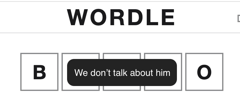 Apparently wordle knows not to talk about #BRUNOENCANTO no no no