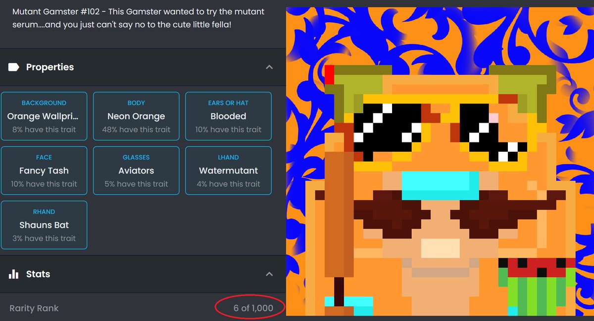 Win a rare MUTANT GAMSTER NFT! 🧪🐹
Rarity Rank:6/1000😱
to enter;
Like,
Follow,
Retweet,
Tag 3 friends,
Comment your eth wallet address

winner will be chosen Monday.
GOOD LUCK! 🚀
#Gamsters #GamstersNFT #NFT #NFTgiveway #FreeNFT #FreeNFTs #MutantGamsters