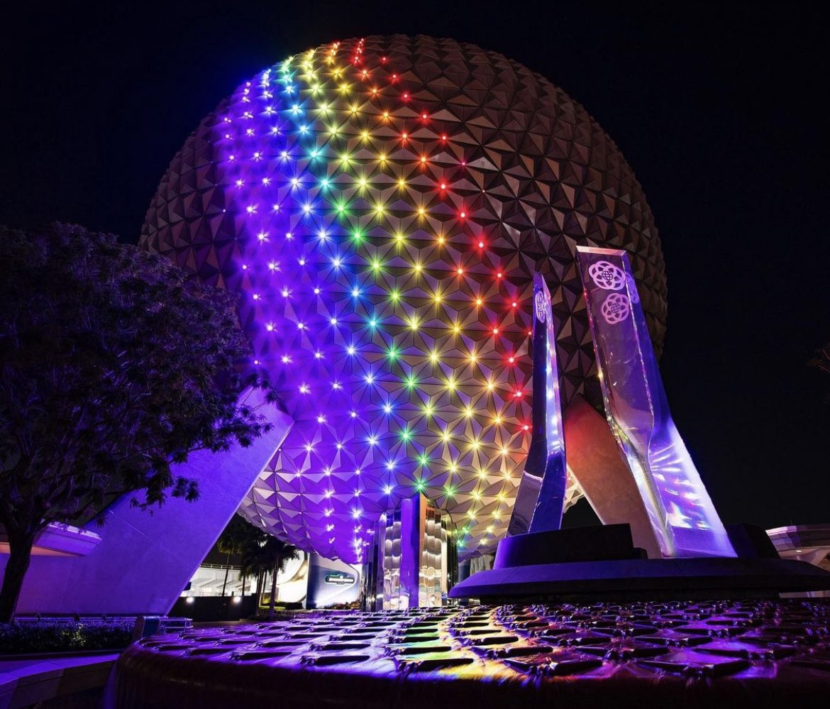 BrookeGMcDonald's tweet photo. Debuting for EPCOT International Festival of the Arts, Spaceship Earth will get the rainbow treatment to the tune of @TheMuppets singing “Rainbow Connection”!!! 🌈 #disneyworld 

📸: Walt Disney Imagineering on IG https://t.co/tPynTWl5Re