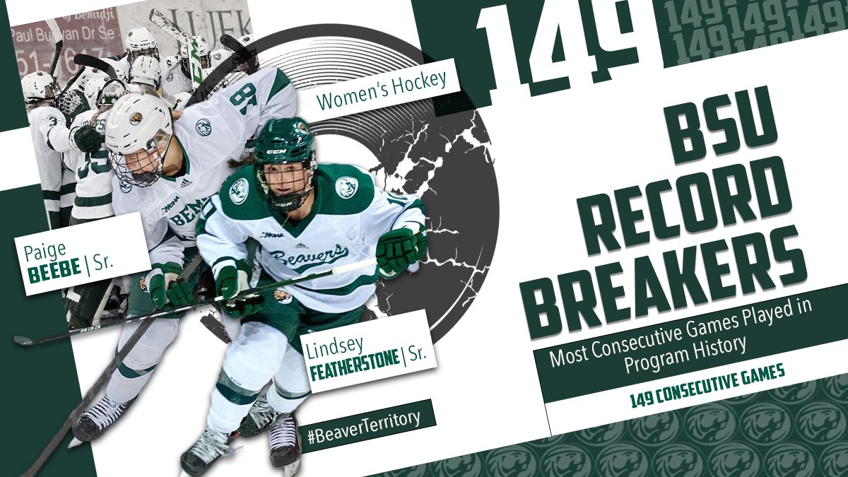 Breaking records just by stepping on the ice!!

<a href="/PaigeBB14/">Paige Beebe</a> and <a href="/lindseyyy_f/">Lindsey</a> wrote their names in the history book by marking their 149th consecutive games this afternoon.

🏆🏆🏆

#BeaverTerritory