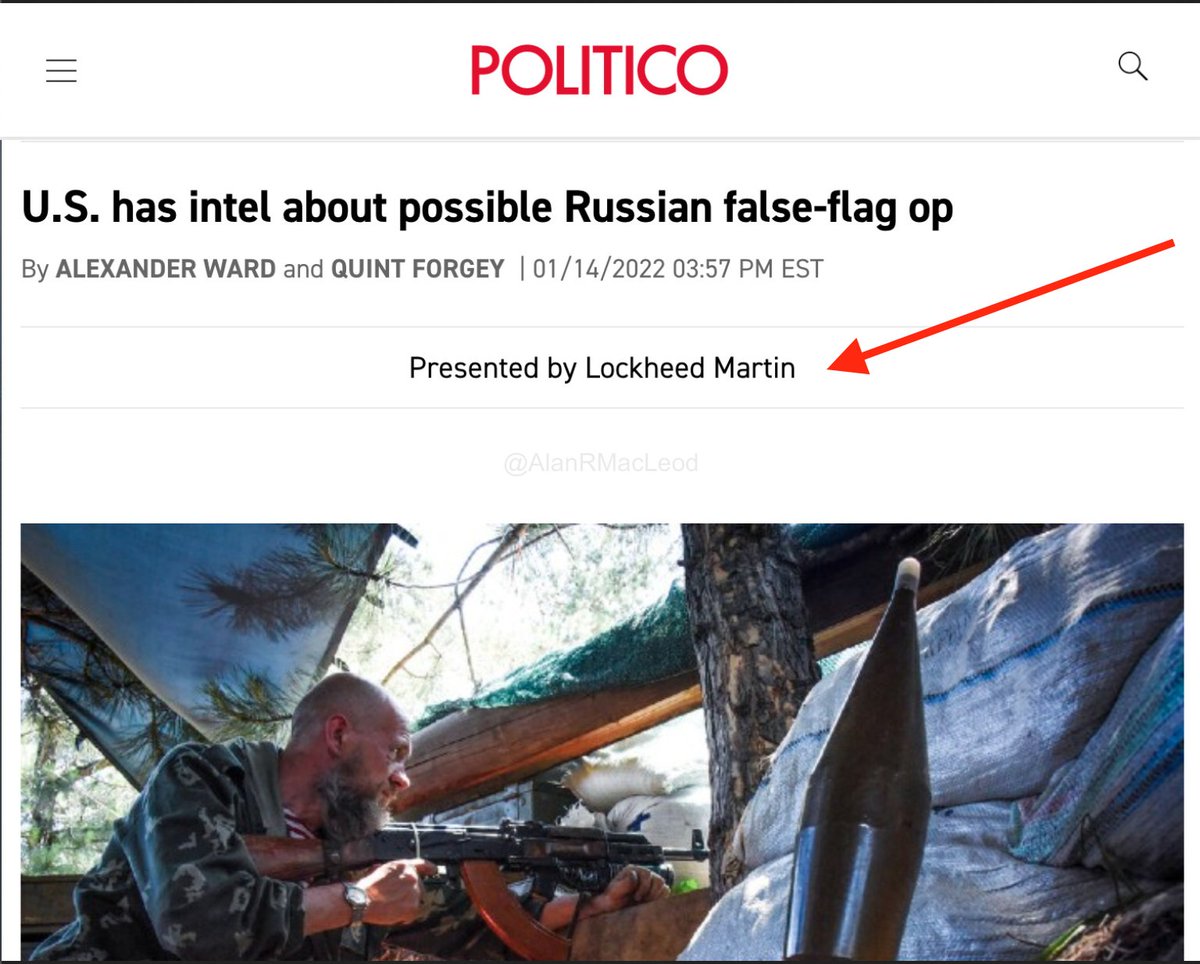 AlanRMacLeod's tweet photo. Chief source is a "U.S. official" who refuses to give their name. 

Article sponsored by a major weapons manufacturer. 

The state of U.S. journalism 🙃 https://t.co/xZADymMDms