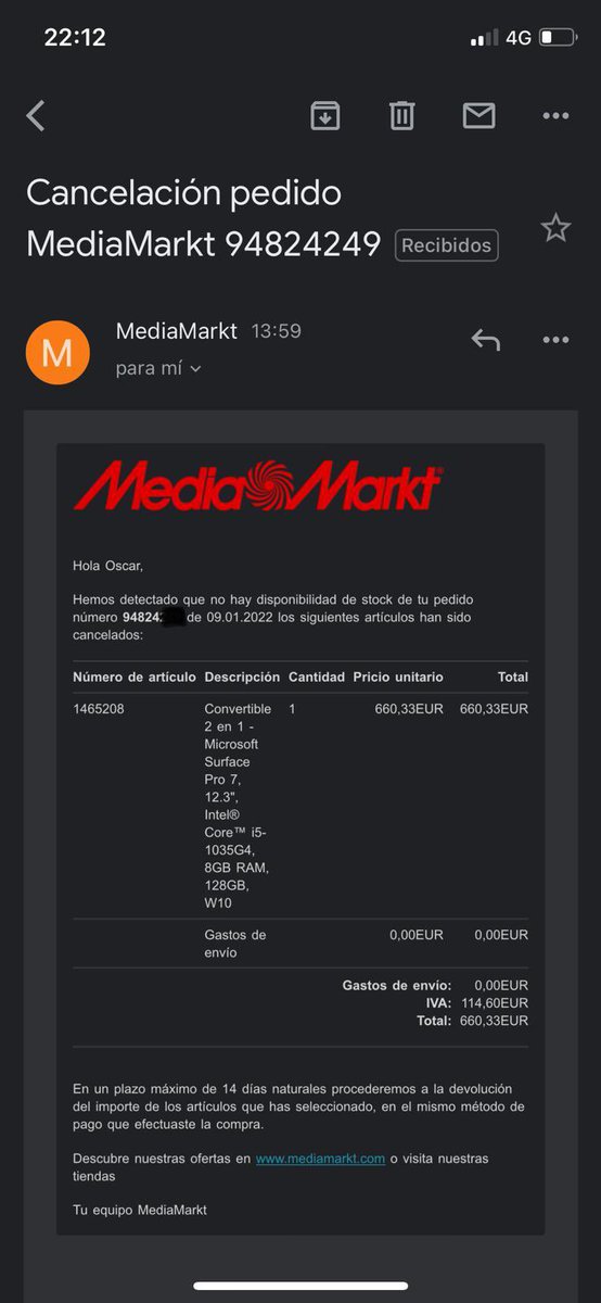 oka_sanchez's tweet photo. Hola @MediaMarkt_es .
Para que sirve el día sin iva si después canceláis  los pedidos ?
Necesito una solución ya que tengo todos los accesorios y solo son compatible con este modelo y evidentemente no pienso pagar ni un euro mas. https://t.co/hnoCl0lWcT