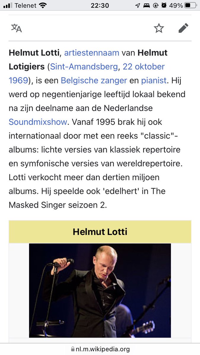 PhaedraDevos's tweet photo. Staat op wikipedia….. #TheMaskedSinger https://t.co/PIwgxQGc4U
