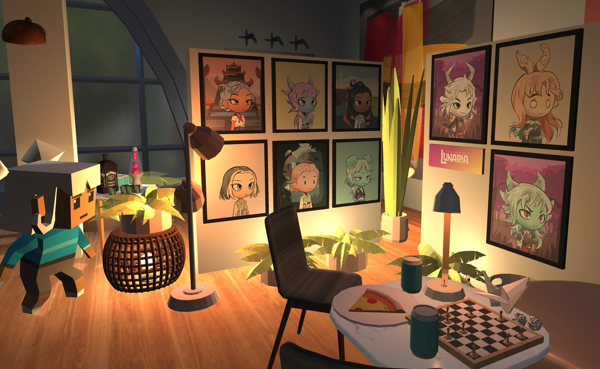 Night-mode gallery in <a href="/_portals_/">Portals</a>  featuring <a href="/LunariaNft/">🌕 Folktales of Lunaria</a> with wall art <a href="/Prjctnoise/">Project Noise</a> #PortalsNight #PortalsContest