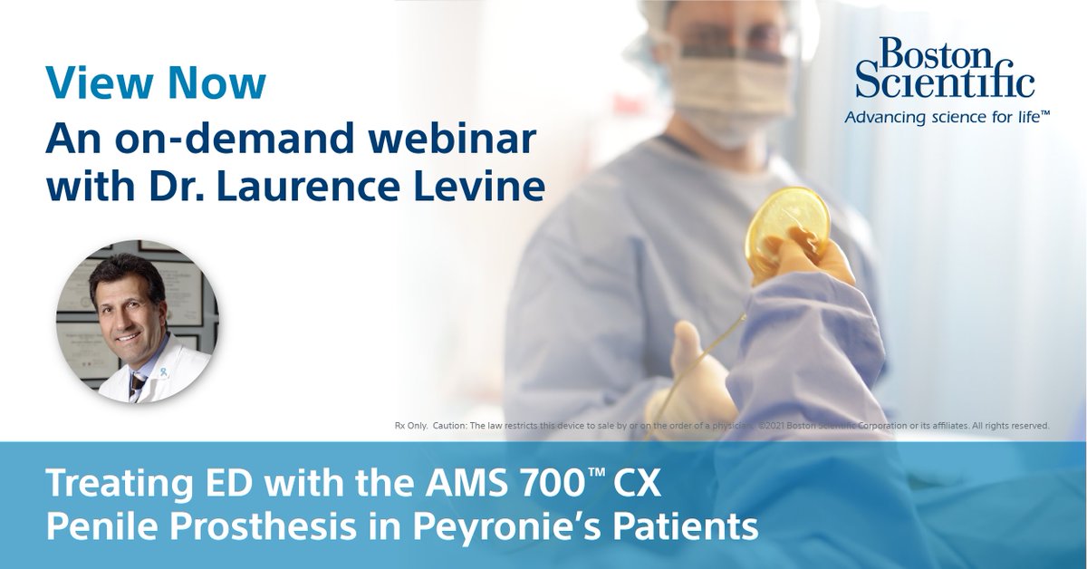 bsc_urology's tweet photo. In this on-demand webinar, Dr. Laurence Levine speaks to treating drug refractory ED using the AMS 700™ CX Penile Prosthesis in patients who have Peyronie’s disease. Watch this replay: https://t.co/mnE8I7ZLGq #peyronies #ED #AMS700 https://t.co/SKFu0fGHuk