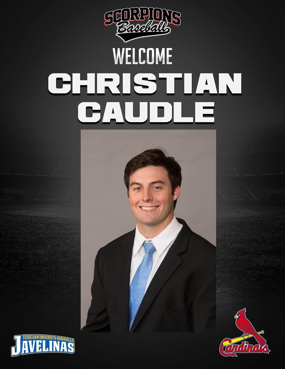 ScorpionsBsb1's tweet photo. We are excited to announce that Christian Caudle has joined us full-time as our new Assistant Director of Baseball Operations and Player Development.
#ScorpionsBaseball
#LetsGoScorps https://t.co/n9Teki4tZx