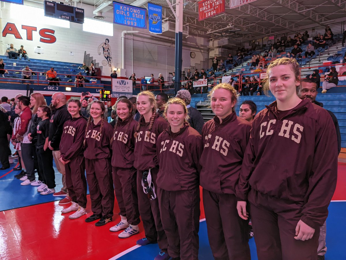 Here's our 7. Ready to do battle and bring home some hardware.

Girls Wrestling State Finals

Wrestling starts in a few minutes