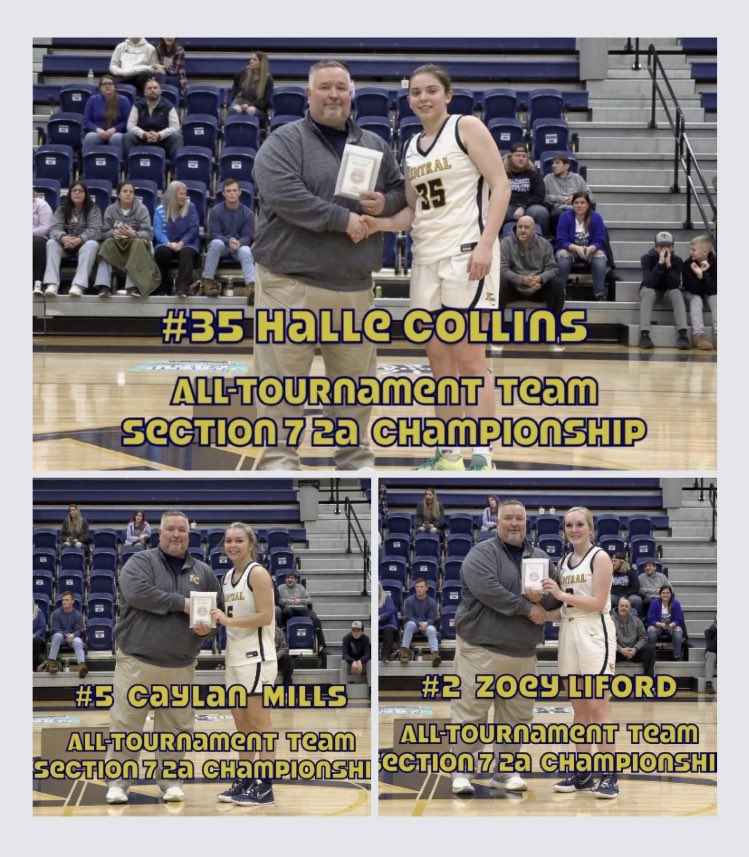 cmjjmcr's tweet photo. Congratulations to the Knox Central Lady Panthers All-Tournament Team in the Section 7 2A Championship:
#35 Halle Collins @HalleCollins4 
#5 Caylan Mills @caylan_mills 
#2 Zoey Liford @ZoeyLiford         Photo/Article creds to Knox County News @kclpbball1 https://t.co/dsdl0W4hjq