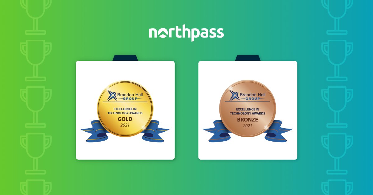 NorthpassHQ's tweet photo. (1/2) We're adding to the trophy case!
We're proud to announce that @NorthpassHQ has won not one, but TWO, 2021 @BrandonHallGrp #ExcellenceInTechnology Awards.
#BHGawards #LMS #LearningTech https://t.co/f6OuxcJXe0