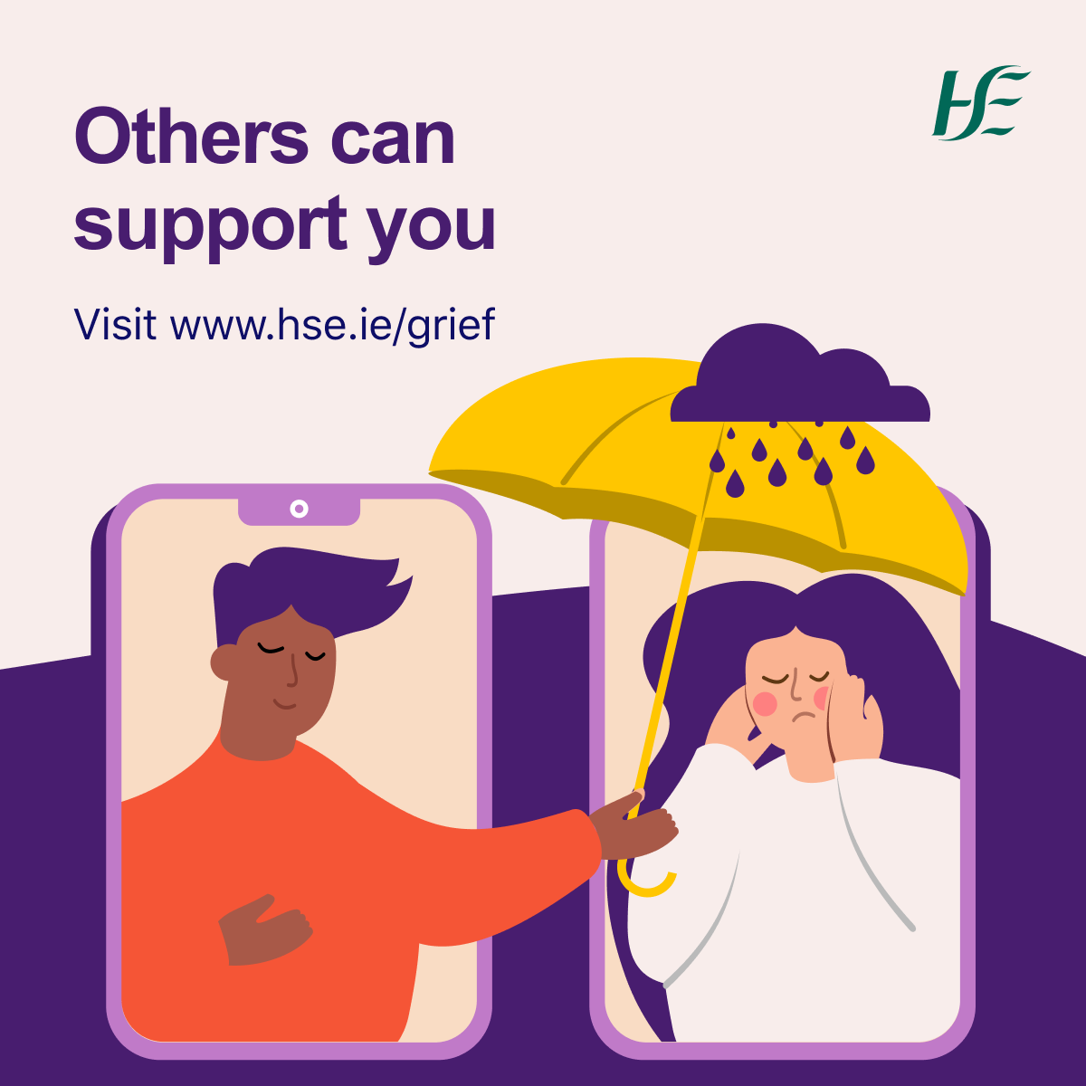 The COVID-19 pandemic has made grieving more difficult for everyone. The HSE is promoting supports and services for people who may be struggling and dealing with loss, and for people trying to support those bereaved. Learn more here: bit.ly/3os0KQX

#CopingWithGrief