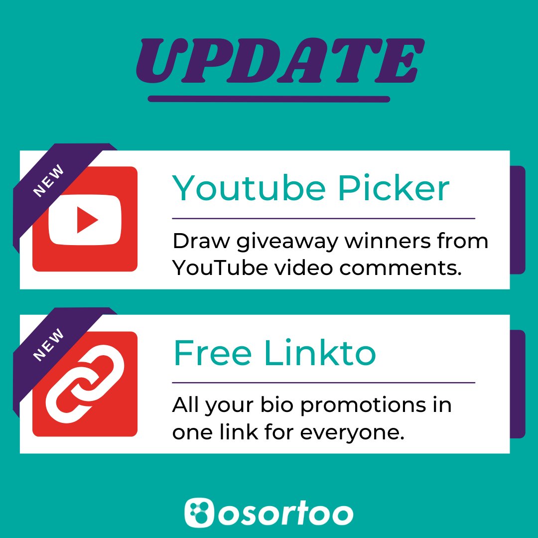 osortooapp's tweet photo. New year, New me😁

💻You can now use Osortoo's Youtube Picker for your giveaway draws. This new tool is also available in the Social Media Multi-platform picker. So get your Giveaways ready !
🔗Linkto has made it's way to our free tools as well !

So, when is your next draw?📅 https://t.co/nLhj5eLr61