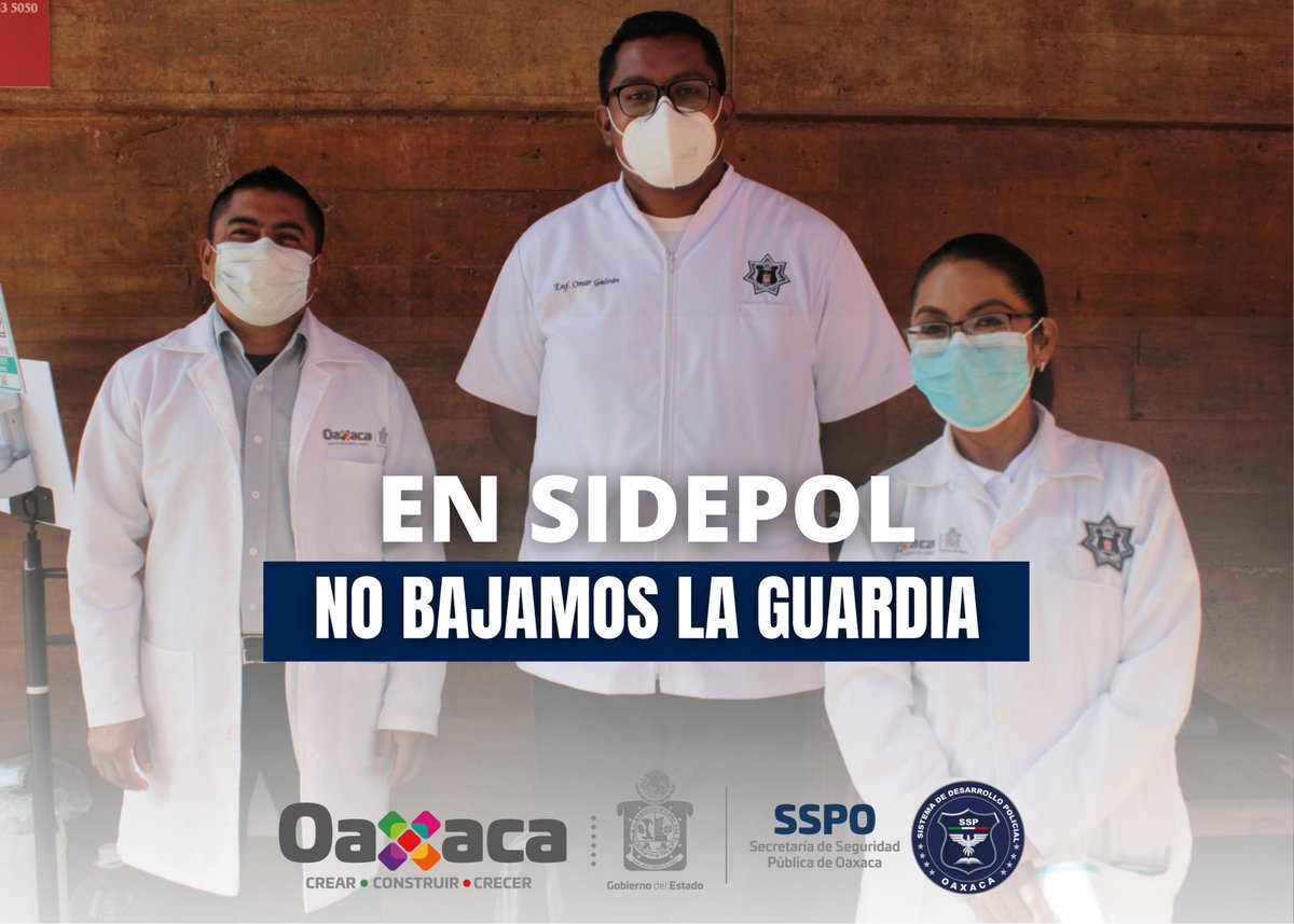 SidepolOax's tweet photo. Seguimos trabajando con estrictas medidas sanitarias que hemos fortalecido por la salud de todas y todos.

En #SIDEPOL no bajamos la guardia. #Oaxaca @SIDISSP_GobOax https://t.co/HwdQo95kRH