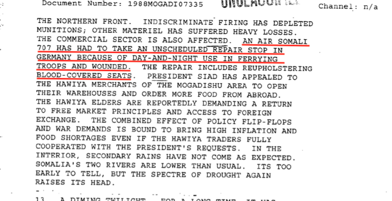 thebhlub's tweet photo. 4. As soon as the government campaign against the Isaaq began, Somali Airlines was utilised to ferry fresh troops into the north to carry out the genocide and transport Isaaq civilians to detention centres in the south. 

The flight schedule was nonstop day-and-night, imagine! https://t.co/Su7DNb7tWF