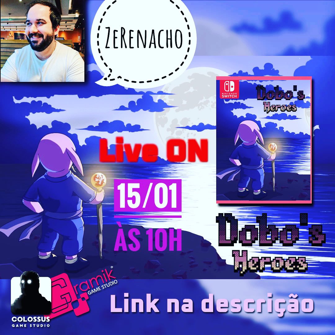 Live sábado dia 15/01 as 10h 
No canal do <a href="/ZeRenacho/">Zé Renacho</a> 😀
Link: Twitch.tv/zerenacho

Jogo desenvolvido pela <a href="/colossus_game/">Colossus Game Studio</a>🎮
Porting feito por nós da Gramik 😀